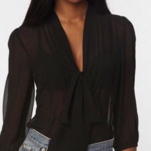 Black sheer 100% silk Blouse